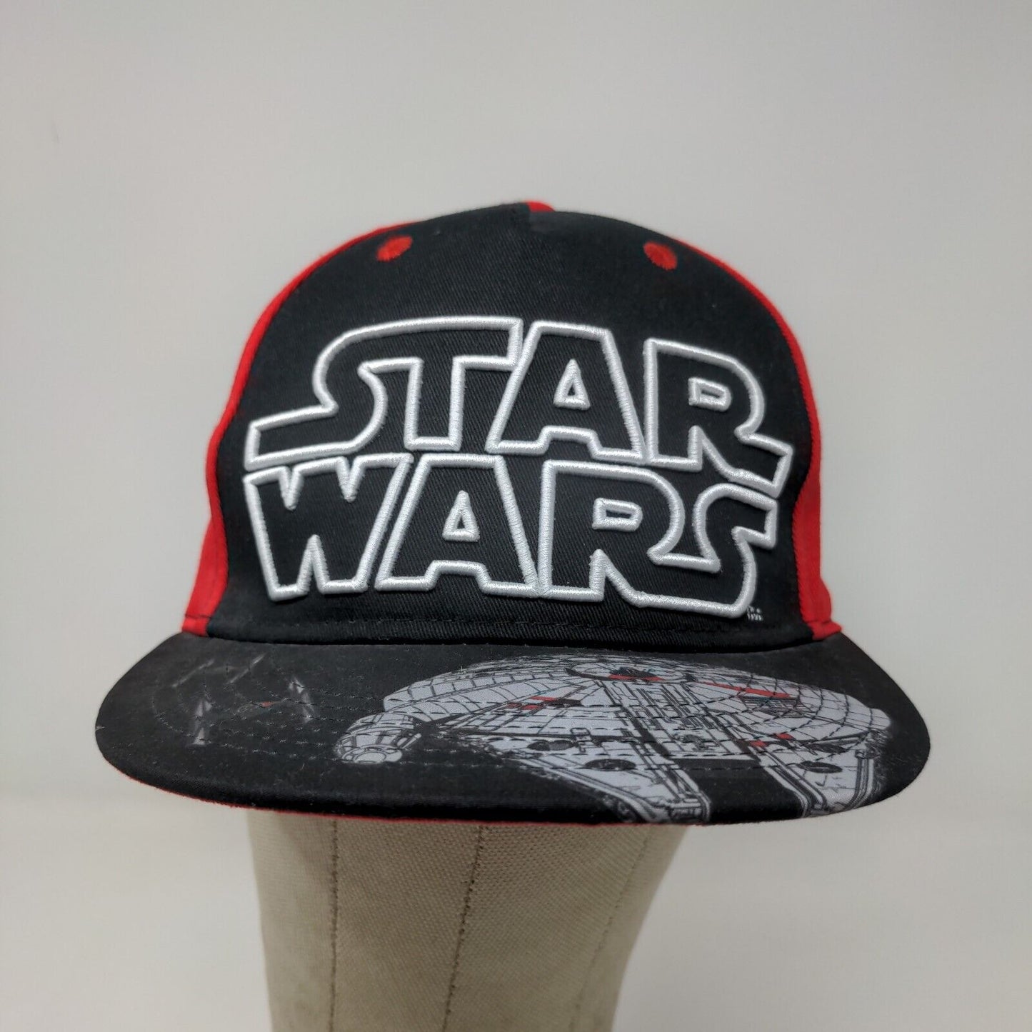 Star Wars Men's Snapback Hat Black Red Graphic Millenium Falcon Tie Fighters