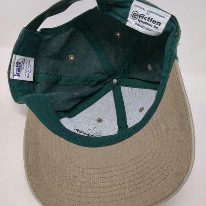 Kati 5 Panel Green Beige One Size International Paper Logo Slideback Hat Canvas