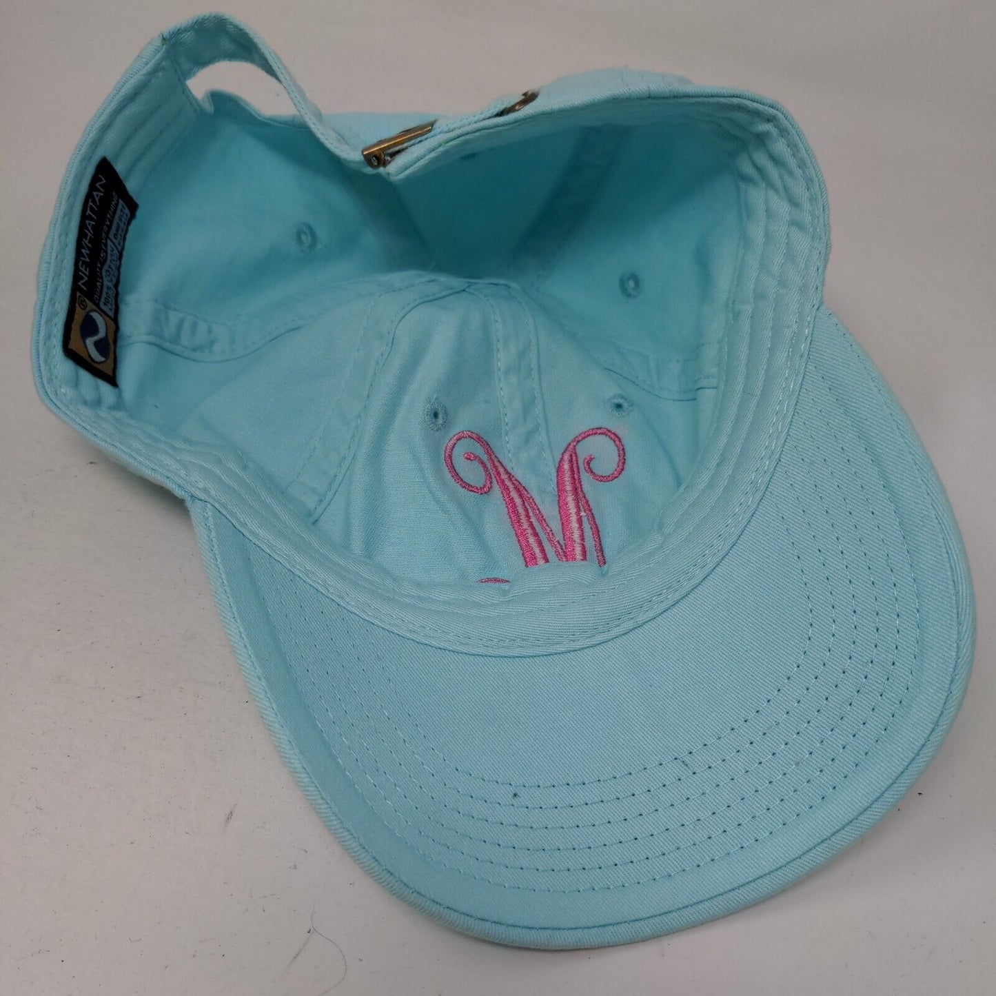 M Slideback Hat Blue OSFA Embroidered Letter Newhattan W/Tags