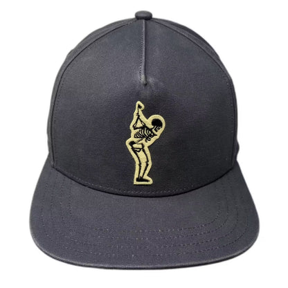 TRUE Linkswear 5 Panel Hat Gray One Size Skeleton Golfer Embroidered Snapback