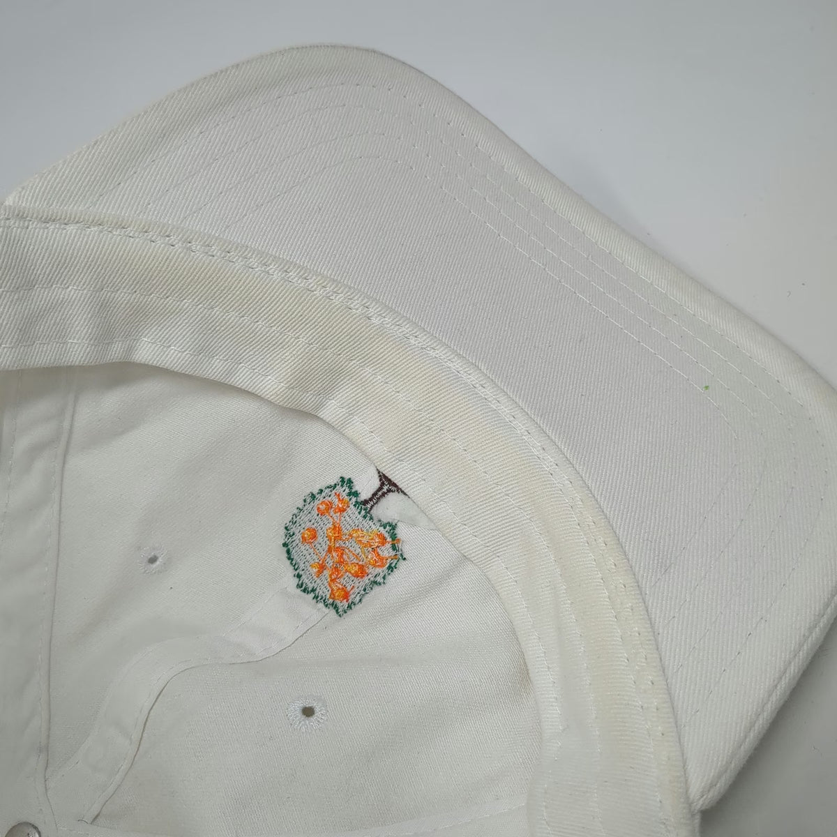 Pukka Baseball Cap White OSFM Slideback Orange Tree Golf Club Embroidered Hat