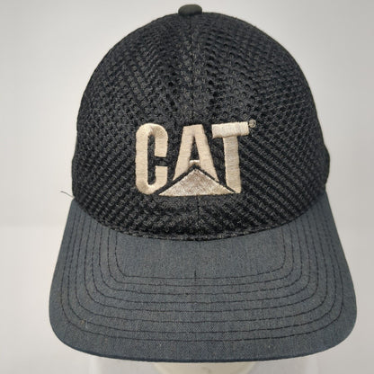 CAT Snapback Mesh Back Hat Black One Size Embroidered Logo Yupoong