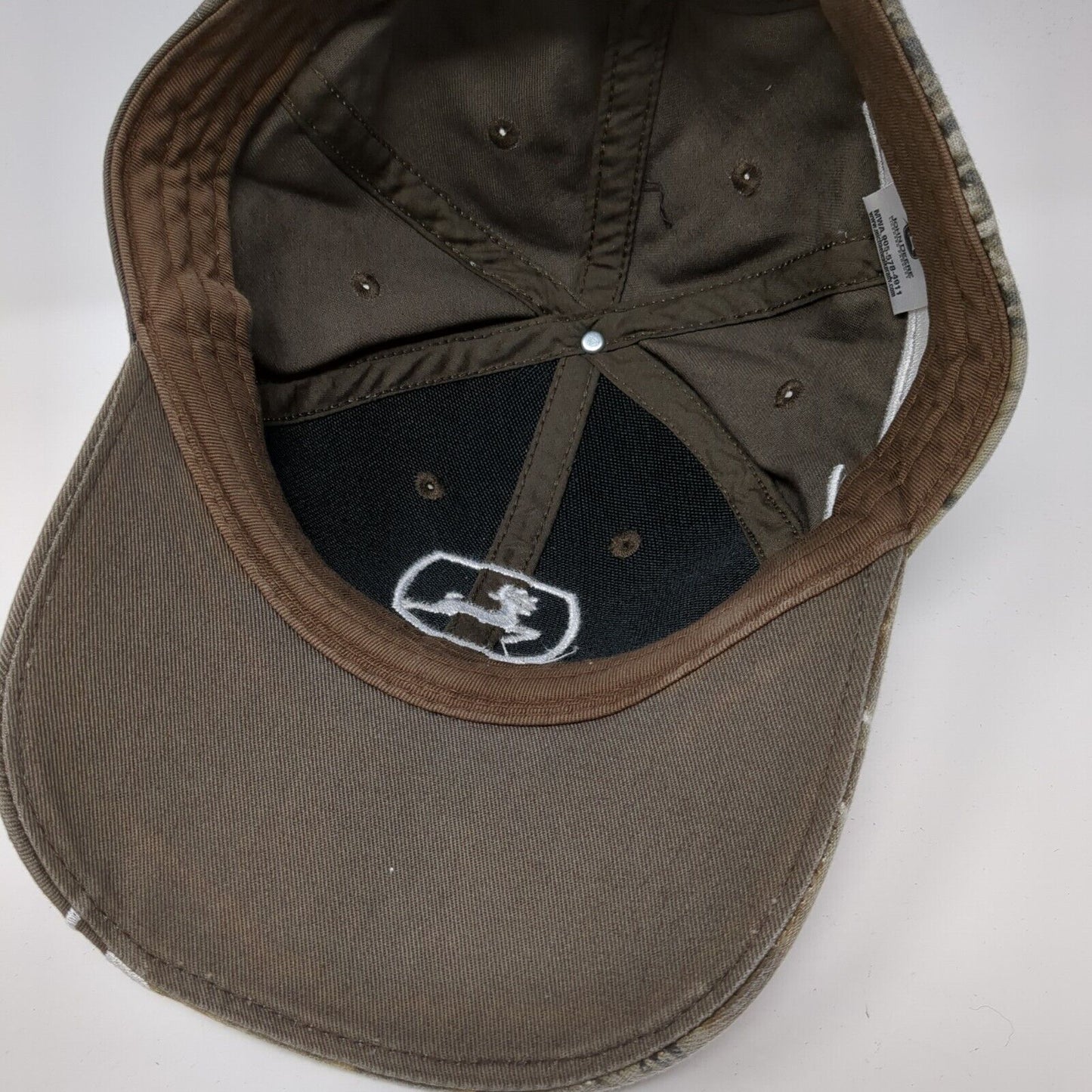 John Deere Strapback Hat Brown One Size Adjustable Embroidered 6 Panel Cotton