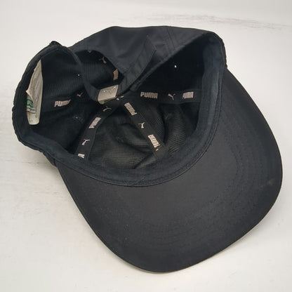 Puma Baseball Cap Black One Size Metal Cat Logo Slideback Strap Hat Polyester