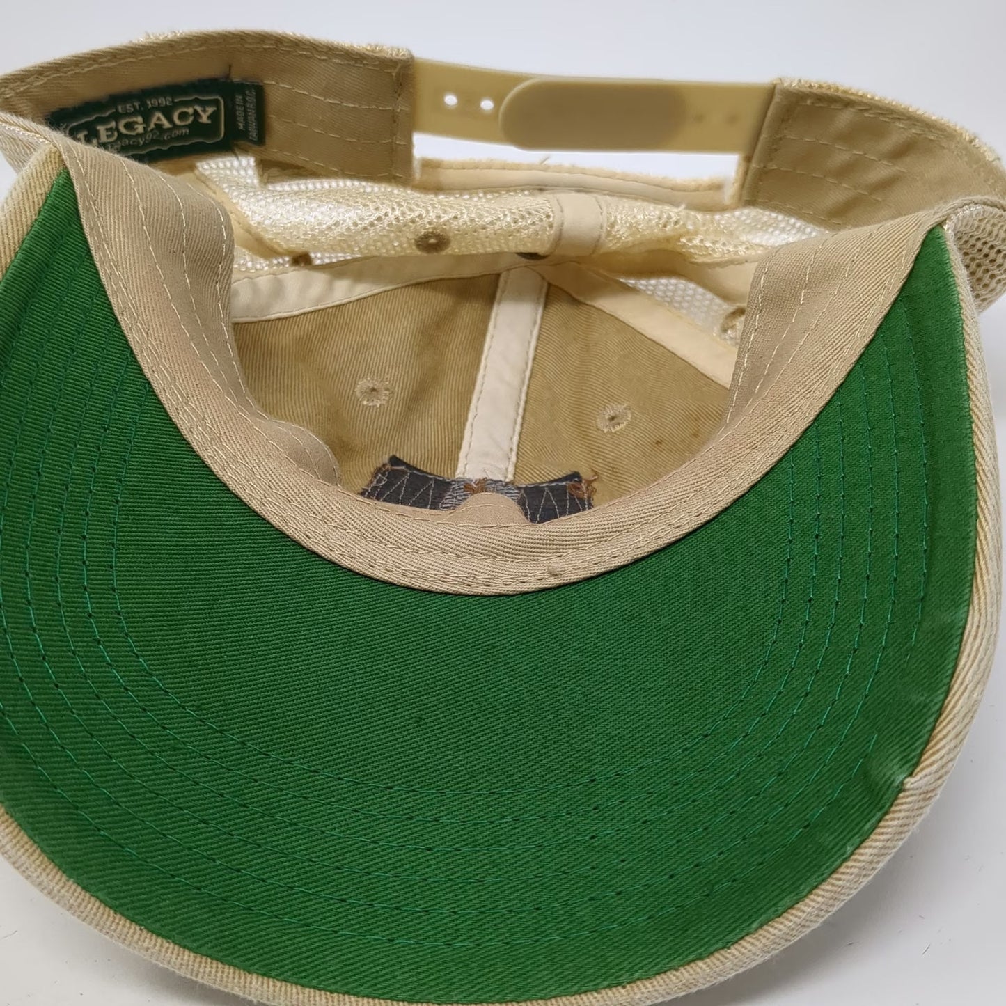 Legacy Trucker Hat Beige One Size Mesh Back Leather Patch Stone Harbor NJ Hat