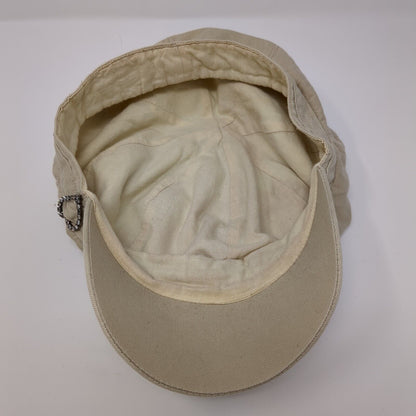 Unbranded Fitted Newsboy Pressboy Cap Tan OSFA Solid Heart Decor