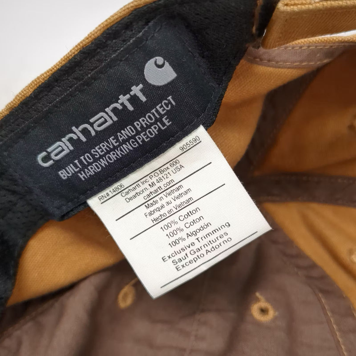 Carhartt Brown Baseball Cap One Size Adjustable Leather Patch Cotton Hat