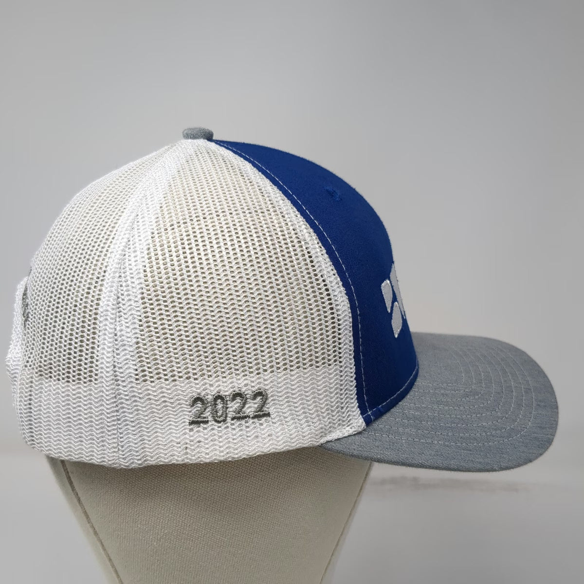 Richardson Trucker Hat Blue Gray One Size McCall ID 2022 BVA Ball Ventures Logo