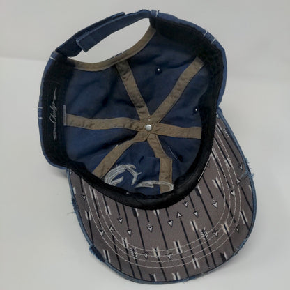 Cheekys Strapback Hat Blue One Size Adjustable Embroidered Distressed 6 Panel