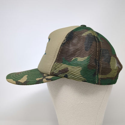 Speedway Trucker Hat Green One Size Mesh Back Camo Embroidered Mallard Duck Sun