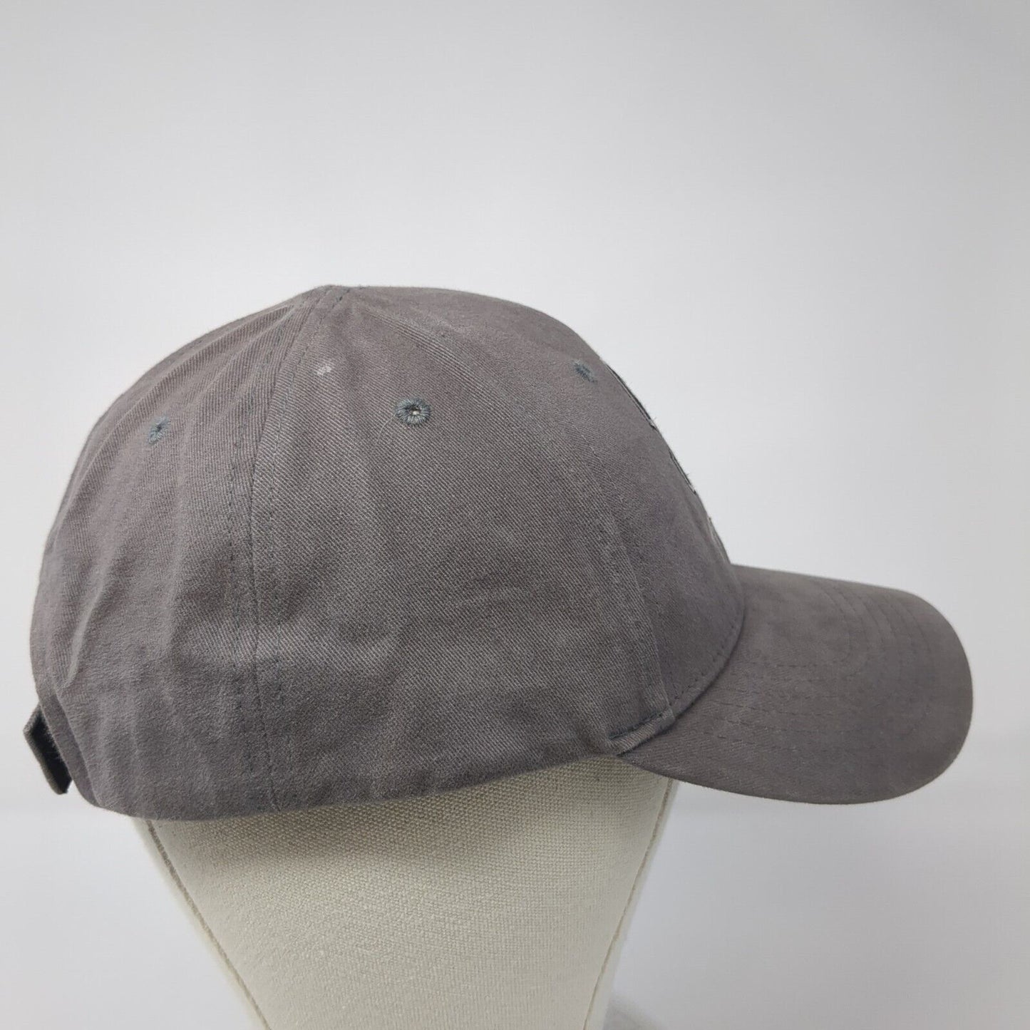 Troy Strapback Baseball Cap Gray One Size Adjustable Embroidered Vented Holes