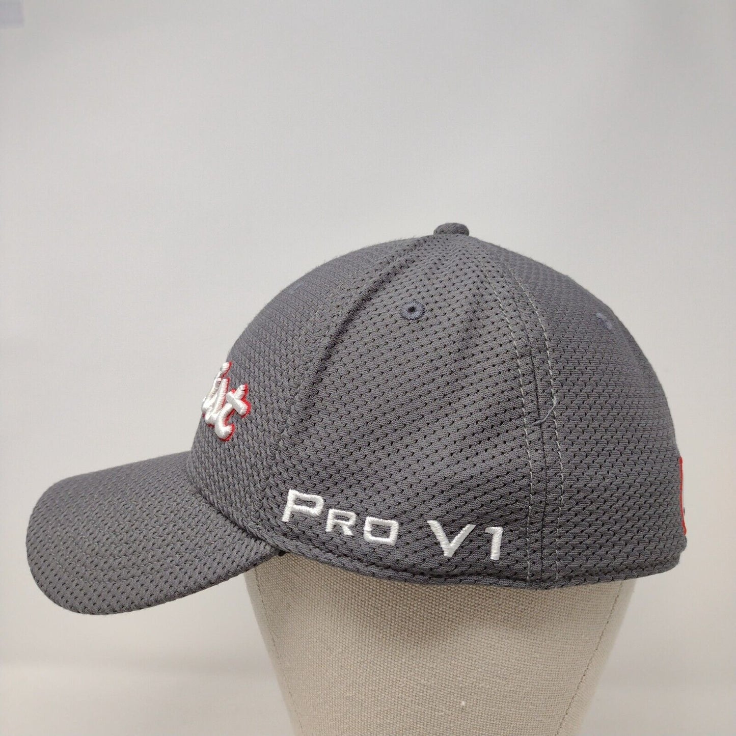 Titleist Pro V1 FJ Fitted Golf Hat Gray M/L Embroidered Vented Holes 6 Panel