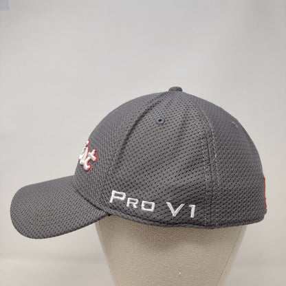 Titleist Pro V1 FJ Fitted Golf Hat Gray M/L Embroidered Vented Holes 6 Panel