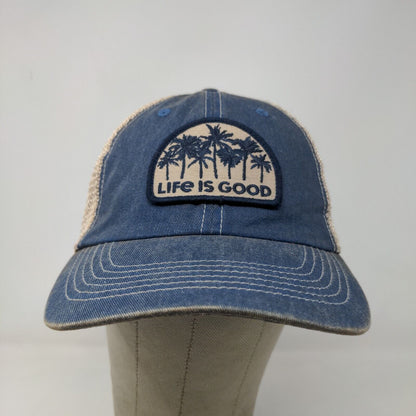 Life is Good Women's Snapback Mesh Back Hat Blue Adjustable Embroidered Logo