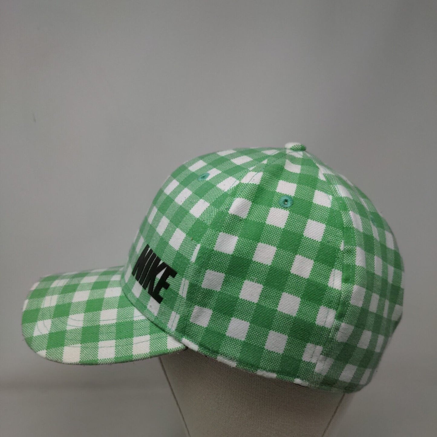 Nike Golf Fitted Hat Green Large/XL Plaid Check 6 Panel Vent Holes