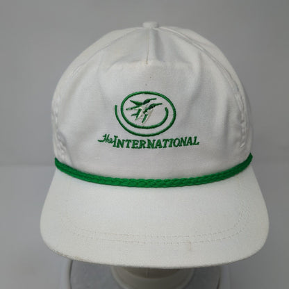 The International Slideback Hat White OS Adjustable Embroidered Rope Imperial