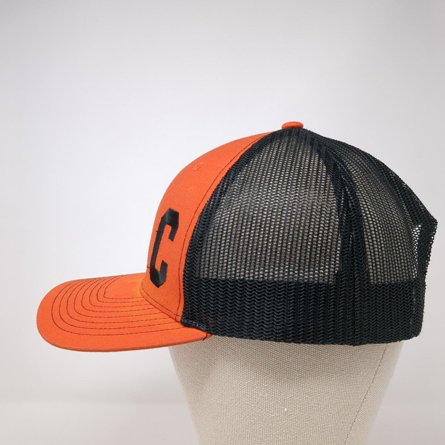Letter C Snapback Mesh Back Trucker Hat Orange One Size Embroidered