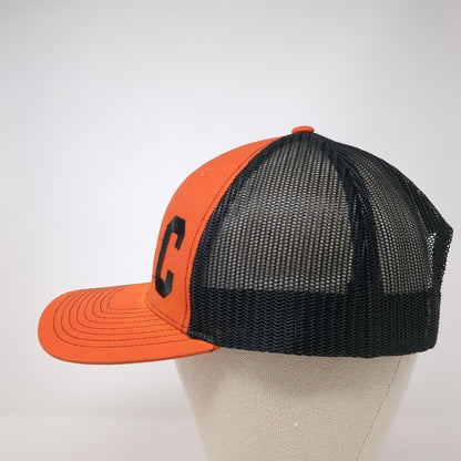 Letter C Snapback Mesh Back Trucker Hat Orange One Size Embroidered