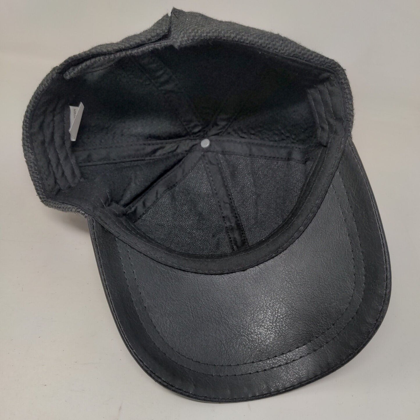 Unbranded Strapback Hat Black One Size Adjustable Leather Brim Blank