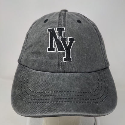 NY New York Strapback Hat Gray One Size Embroidered Adjustable Vented Holes