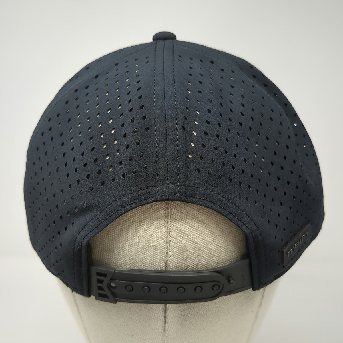 Melin Trucker Hat Black L Hydro Trenches Perforated Snapback Brim Rubber Logo