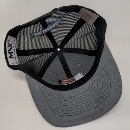American Flag Lewis Corporation Snapback Trucker Hat Gray OSFA Patriotic MAX