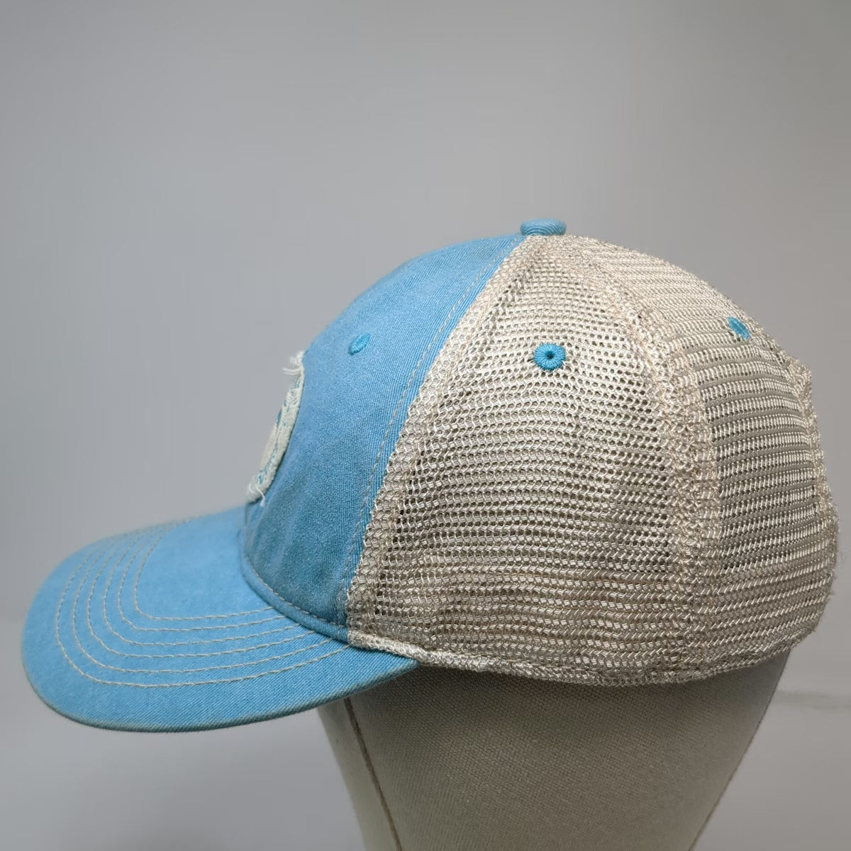 Blue 84 Trucker Hat Beige One Size Key West Palm Tree Patch Mesh Back Snapback