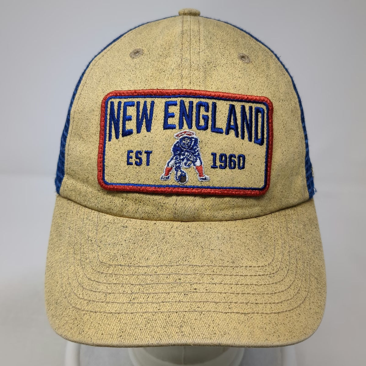 New England Patriots NFL '47 Trucker Hat Beige Blue One Size Snapback Mesh Patch