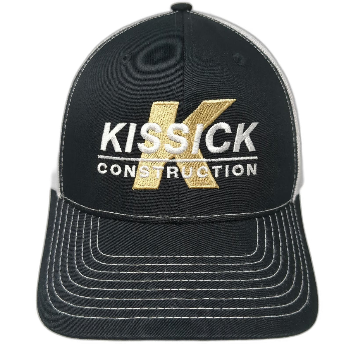 Richardson Trucker Hat Black White Gold One Size Kissick Construction Logo Hat