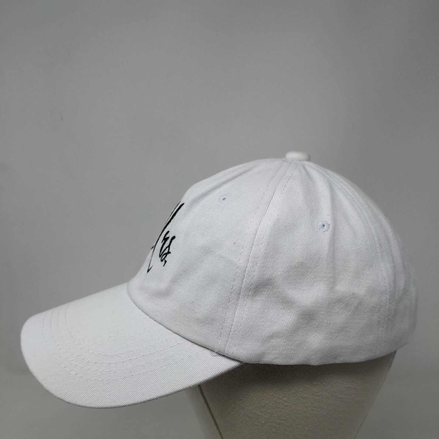 Mrs. Slideback Hat White One Size Adjustable Embroidered Vented Holes Cotton