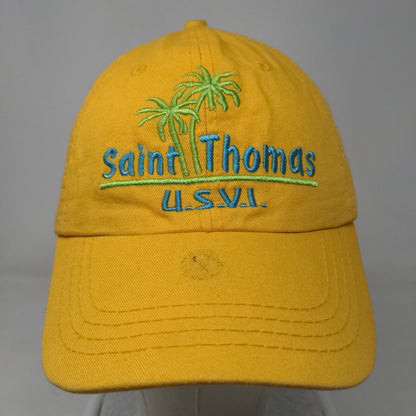 Saint Thomas U.S.V.I. Slideback Hat Yellow One Size Embroidered Palm Tree