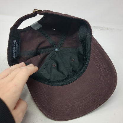 Carhartt Baseball Cap Red One Size Script Logo Canvas Slideback Workwear Hat