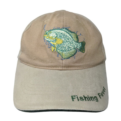 Fishing Strapback Hat Tan One Size Embroidered Adjustable Vent Holes