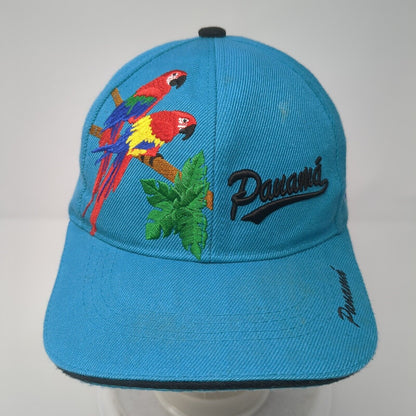 Panaman Strapback Hat Blue One Size Adjustable Embroidered Parrot Mega Sport