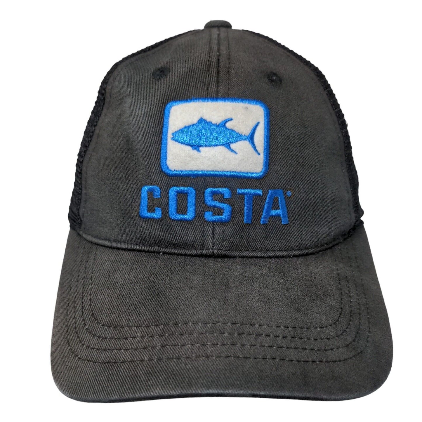 Costa Del Mar Snapback Trucker Hat Black One Size Adjustable Mesh Back 6 Panel