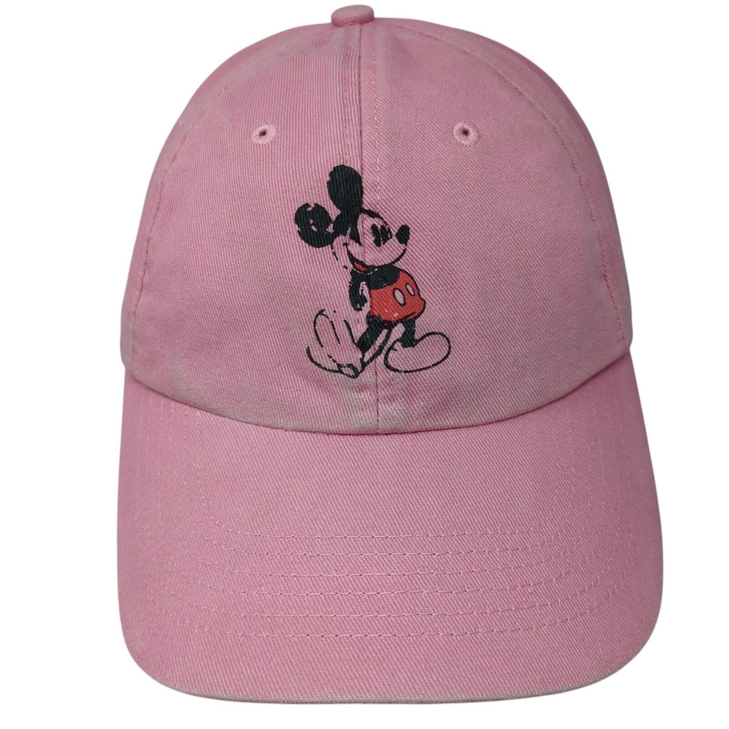 Mickey Mouse Adult Strapback Hat Pink One Size Adjustable Disney Parks Cotton