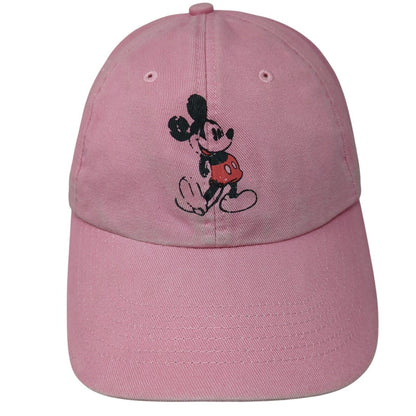 Mickey Mouse Adult Strapback Hat Pink One Size Adjustable Disney Parks Cotton