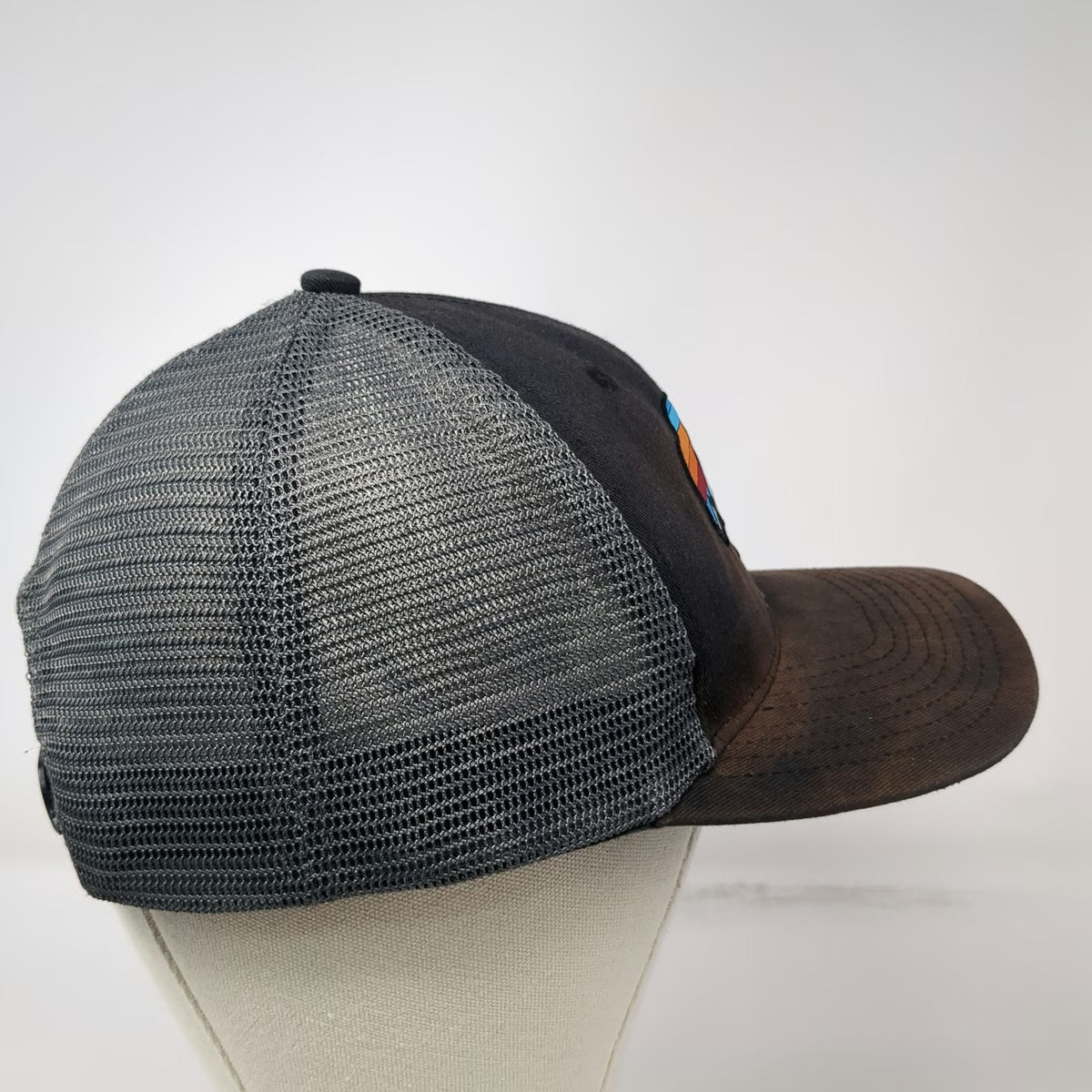 Lrd Buffalo Bison Mountain Patch Trucker Hat Black One Size Mesh Snapback