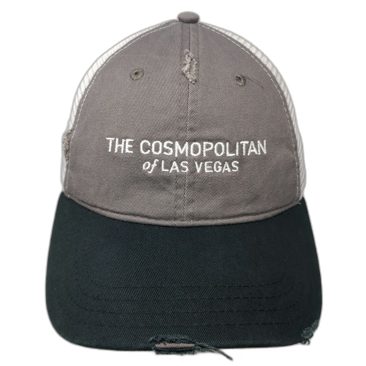 Cosmopolitan of Las Vegas Trucker Hat Gray Black White One Size Mesh Snapback