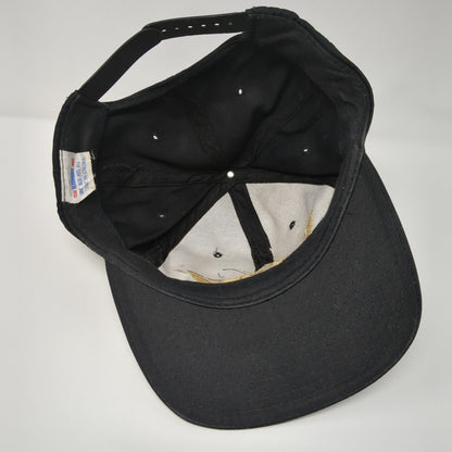 Top Gun Snapback Hat Black OSFA Adjustable Embroidered Solid 6 Panel