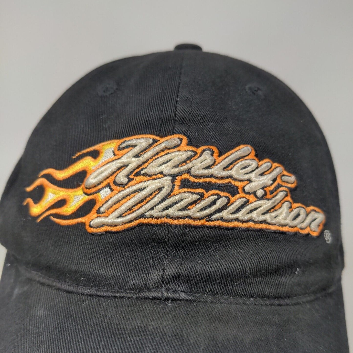 Harley Davidson Motorcycles Men's Strapback Hat Black OSFA Embroidered Flames