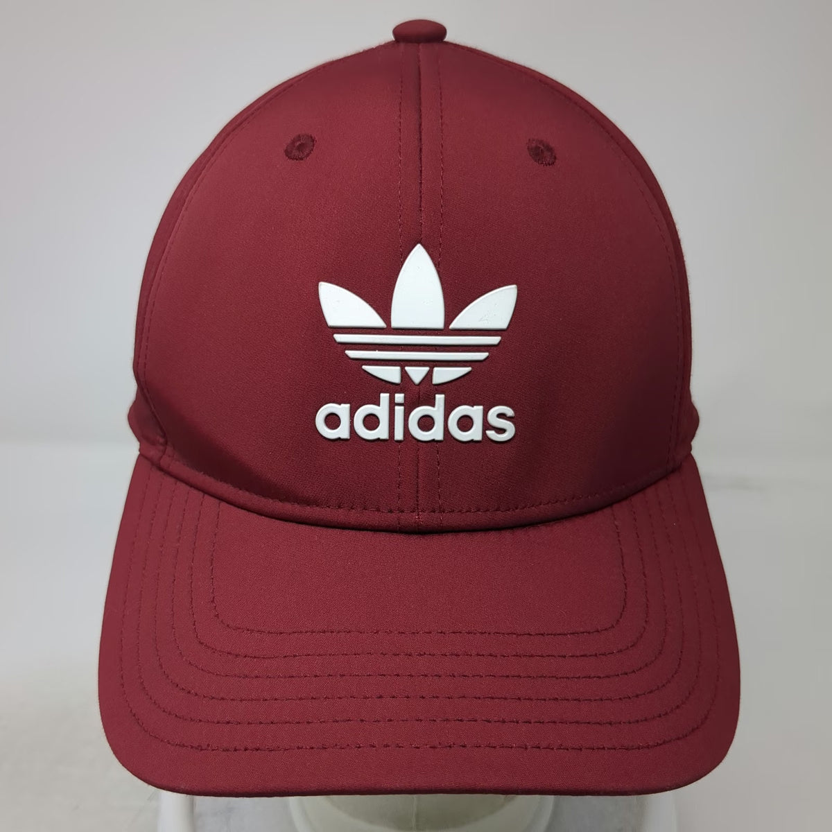Adidas Snapback Red One Size Perforated Trefoil 3D Logo Gray Undervisor Hat