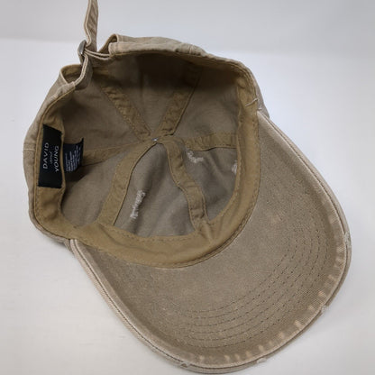David And Young Slideback Hat Tan One Size Adjustable Distressed 6 Panel