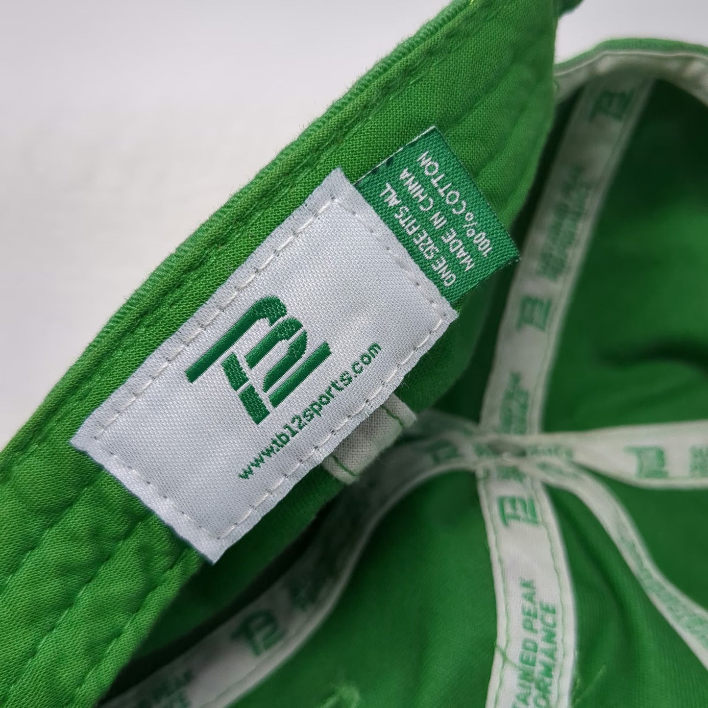 TB12 Baseball Cap Green One Size Embroidered Logo Slideback Cotton Hat Branded