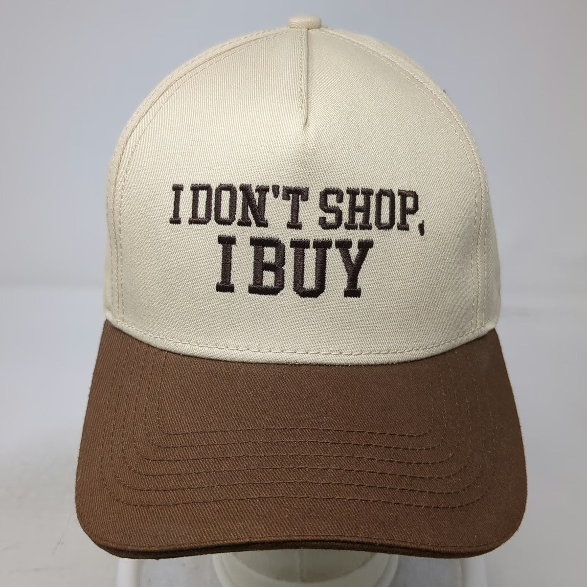 Quintessential Love Beige Hat One Size Snapback I Don't Shop I Buy Brown