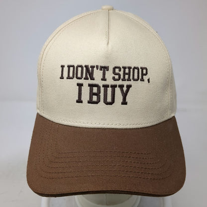 Quintessential Love Beige Hat One Size Snapback I Don't Shop I Buy Brown