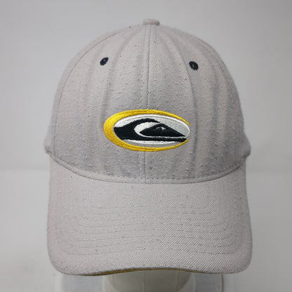 Quiksilver Fitted Hat Gray One Size Embroidered Logo Stretch 6 Panel