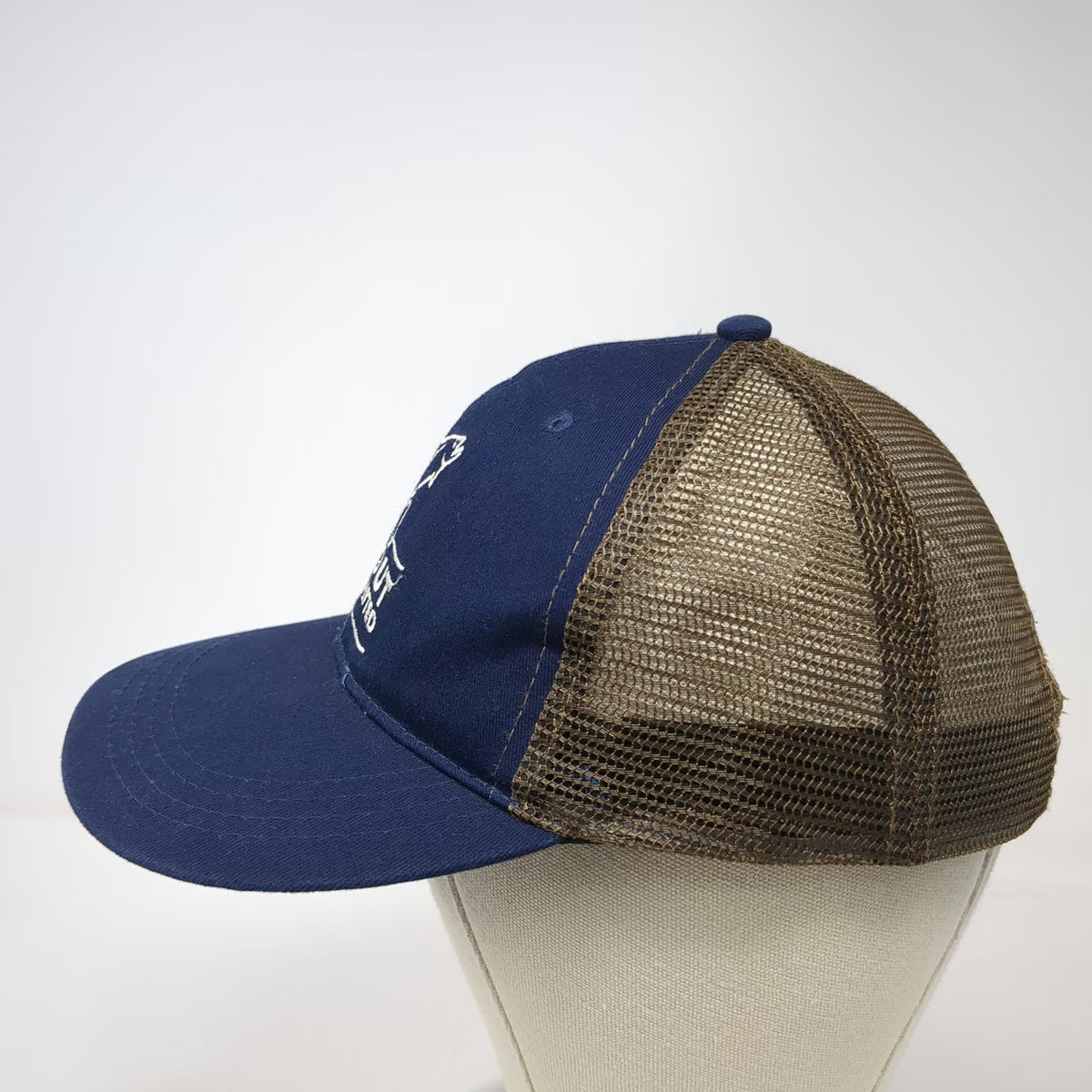 Trout Unlimited Baseball Cap Blue Brown OSFM Mesh Back Curved Brim Fishing Hat