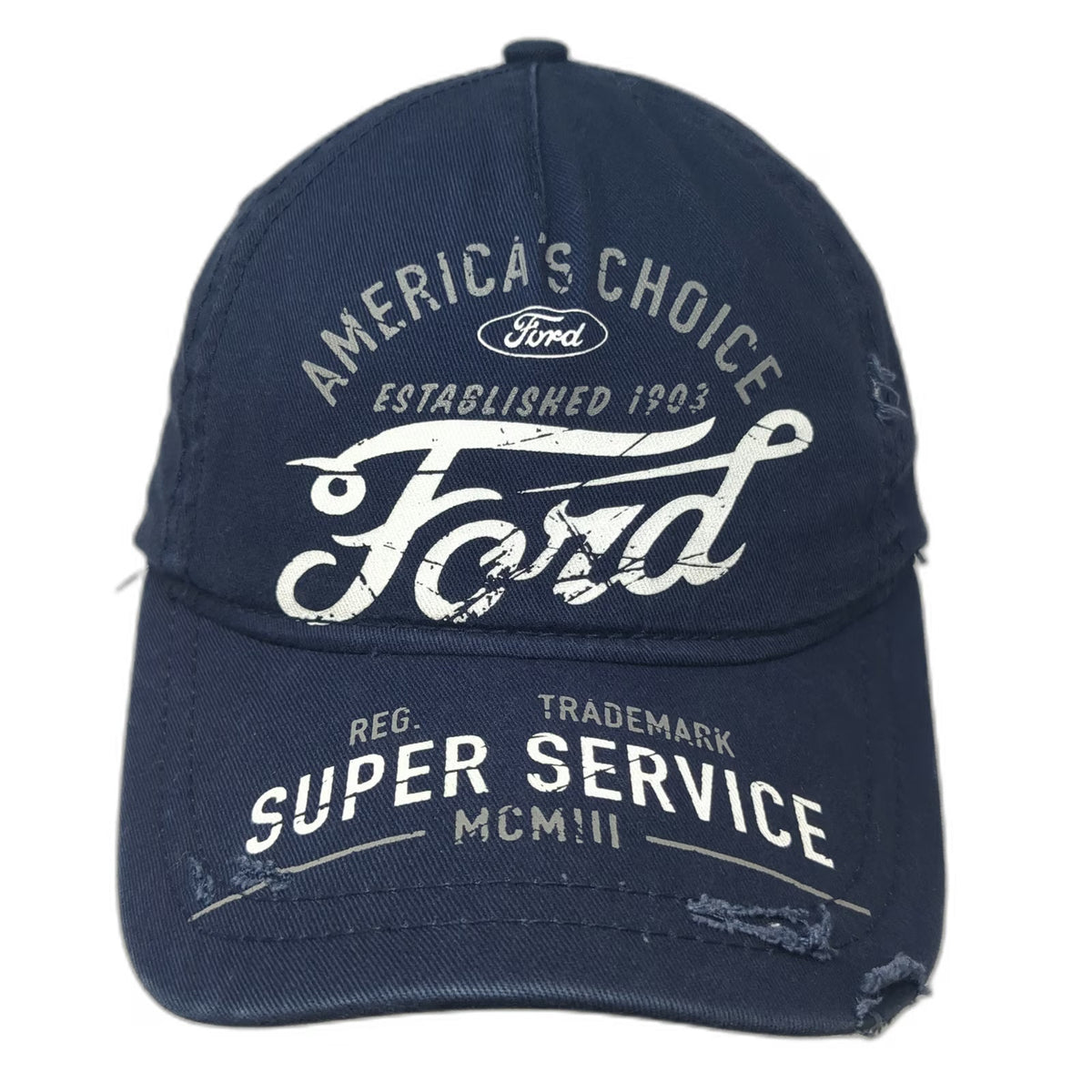 H3 Headwear 5 Panel Blue One Size Ford Super Service Distressed Strapback Hat