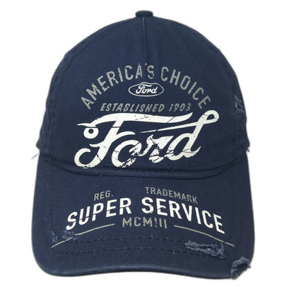 H3 Headwear 5 Panel Blue One Size Ford Super Service Distressed Strapback Hat